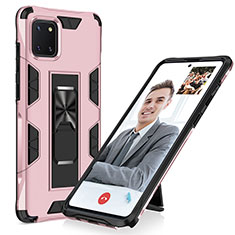 Funda Bumper Silicona y Plastico Mate Carcasa con Magnetico Soporte MQ1 para Samsung Galaxy Note 10 Lite Oro Rosa