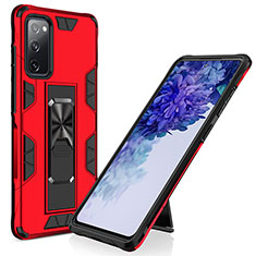 Funda Bumper Silicona y Plastico Mate Carcasa con Magnetico Soporte MQ1 para Samsung Galaxy S20 FE 4G Rojo