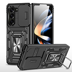 Funda Bumper Silicona y Plastico Mate Carcasa con Magnetico Soporte MQ1 para Samsung Galaxy Z Fold5 5G Negro