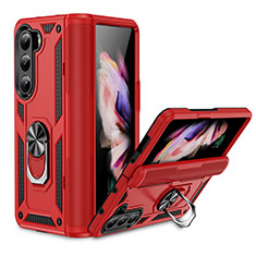 Funda Bumper Silicona y Plastico Mate Carcasa con Magnetico Soporte MQ2 para Samsung Galaxy Z Fold5 5G Rojo