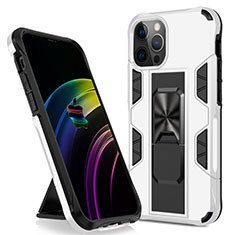 Funda Bumper Silicona y Plastico Mate Carcasa con Magnetico Soporte para Apple iPhone 12 Pro Max Blanco