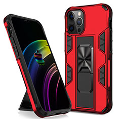 Funda Bumper Silicona y Plastico Mate Carcasa con Magnetico Soporte para Apple iPhone 12 Pro Max Rojo