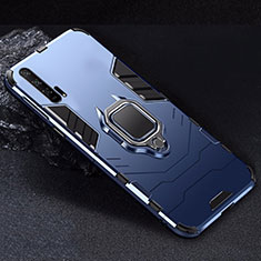 Funda Bumper Silicona y Plastico Mate Carcasa con Magnetico Soporte para Huawei Honor 20 Pro Azul