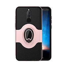 Funda Bumper Silicona y Plastico Mate Carcasa con Magnetico Soporte para Huawei Nova 2i Oro Rosa