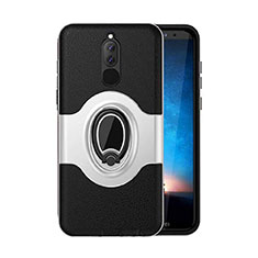 Funda Bumper Silicona y Plastico Mate Carcasa con Magnetico Soporte para Huawei Nova 2i Plata