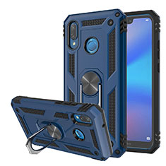 Funda Bumper Silicona y Plastico Mate Carcasa con Magnetico Soporte para Huawei P20 Lite Azul