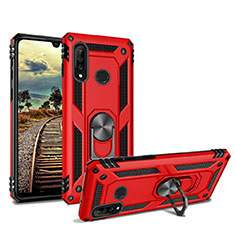 Funda Bumper Silicona y Plastico Mate Carcasa con Magnetico Soporte para Huawei P30 Lite New Edition Rojo