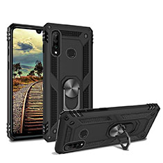 Funda Bumper Silicona y Plastico Mate Carcasa con Magnetico Soporte para Huawei P30 Lite XL Negro