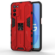 Funda Bumper Silicona y Plastico Mate Carcasa con Magnetico Soporte para Oppo A53s 5G Rojo