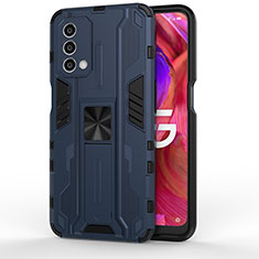 Funda Bumper Silicona y Plastico Mate Carcasa con Magnetico Soporte para Oppo A74 5G Azul