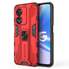 Funda Bumper Silicona y Plastico Mate Carcasa con Magnetico Soporte para Oppo A78 5G Rojo