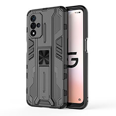 Funda Bumper Silicona y Plastico Mate Carcasa con Magnetico Soporte para Oppo A93s 5G Negro