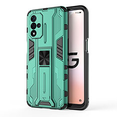 Funda Bumper Silicona y Plastico Mate Carcasa con Magnetico Soporte para Oppo A93s 5G Verde