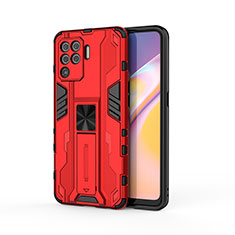 Funda Bumper Silicona y Plastico Mate Carcasa con Magnetico Soporte para Oppo A94 4G Rojo