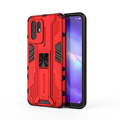 Funda Bumper Silicona y Plastico Mate Carcasa con Magnetico Soporte para Oppo A94 5G Rojo