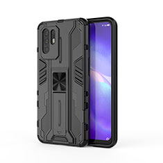 Funda Bumper Silicona y Plastico Mate Carcasa con Magnetico Soporte para Oppo F19 Pro+ Plus 5G Negro