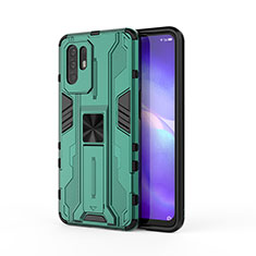 Funda Bumper Silicona y Plastico Mate Carcasa con Magnetico Soporte para Oppo F19 Pro+ Plus 5G Verde