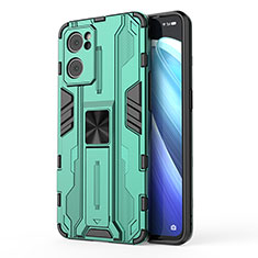 Funda Bumper Silicona y Plastico Mate Carcasa con Magnetico Soporte para Oppo Find X5 Lite 5G Verde