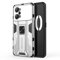 Funda Bumper Silicona y Plastico Mate Carcasa con Magnetico Soporte para Oppo K10 Pro 5G Blanco