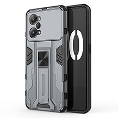 Funda Bumper Silicona y Plastico Mate Carcasa con Magnetico Soporte para Oppo K10 Pro 5G Gris