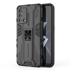 Funda Bumper Silicona y Plastico Mate Carcasa con Magnetico Soporte para Oppo K9 5G Negro