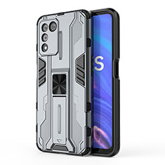 Funda Bumper Silicona y Plastico Mate Carcasa con Magnetico Soporte para Oppo K9S 5G Gris