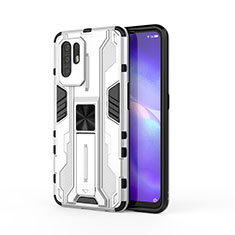 Funda Bumper Silicona y Plastico Mate Carcasa con Magnetico Soporte para Oppo Reno5 Z 5G Blanco