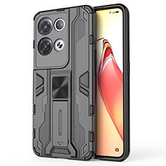 Funda Bumper Silicona y Plastico Mate Carcasa con Magnetico Soporte para Oppo Reno9 Pro+ Plus 5G Negro