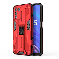 Funda Bumper Silicona y Plastico Mate Carcasa con Magnetico Soporte para Realme 9 SE 5G Rojo