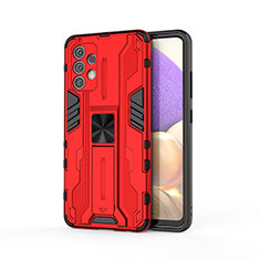 Funda Bumper Silicona y Plastico Mate Carcasa con Magnetico Soporte para Samsung Galaxy A32 4G Rojo