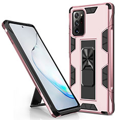 Funda Bumper Silicona y Plastico Mate Carcasa con Magnetico Soporte para Samsung Galaxy Note 20 5G Oro Rosa