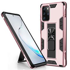 Funda Bumper Silicona y Plastico Mate Carcasa con Magnetico Soporte para Samsung Galaxy Note 20 Plus 5G Oro Rosa
