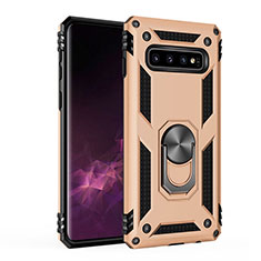 Funda Bumper Silicona y Plastico Mate Carcasa con Magnetico Soporte para Samsung Galaxy S10 5G Oro