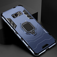 Funda Bumper Silicona y Plastico Mate Carcasa con Magnetico Soporte para Samsung Galaxy S8 Plus Azul