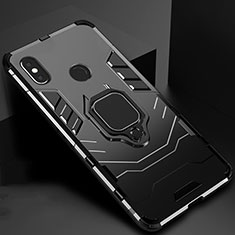 Funda Bumper Silicona y Plastico Mate Carcasa con Magnetico Soporte para Xiaomi Mi A2 Negro