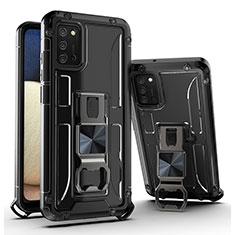 Funda Bumper Silicona y Plastico Mate Carcasa con Magnetico Soporte Q01W para Samsung Galaxy A02s Negro