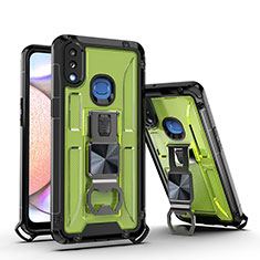 Funda Bumper Silicona y Plastico Mate Carcasa con Magnetico Soporte Q01W para Samsung Galaxy A10s Verde