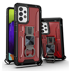 Funda Bumper Silicona y Plastico Mate Carcasa con Magnetico Soporte Q01W para Samsung Galaxy A52s 5G Rojo