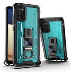 Funda Bumper Silicona y Plastico Mate Carcasa con Magnetico Soporte Q01W para Samsung Galaxy F02S SM-E025F Azul Cielo