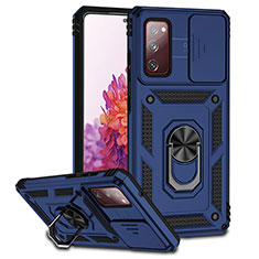 Funda Bumper Silicona y Plastico Mate Carcasa con Magnetico Soporte Q01W para Samsung Galaxy S20 FE 4G Azul