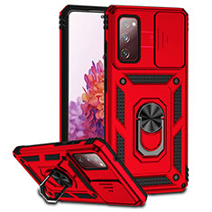 Funda Bumper Silicona y Plastico Mate Carcasa con Magnetico Soporte Q01W para Samsung Galaxy S20 FE 4G Rojo