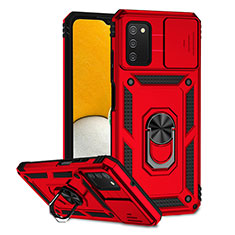 Funda Bumper Silicona y Plastico Mate Carcasa con Magnetico Soporte Q02W para Samsung Galaxy A02s Rojo