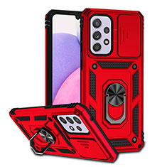 Funda Bumper Silicona y Plastico Mate Carcasa con Magnetico Soporte Q02W para Samsung Galaxy A33 5G Rojo