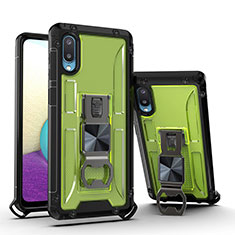 Funda Bumper Silicona y Plastico Mate Carcasa con Magnetico Soporte QW1 para Samsung Galaxy A02 Verde