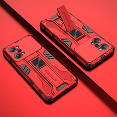Funda Bumper Silicona y Plastico Mate Carcasa con Magnetico Soporte T01 para Oppo K10 Pro 5G Rojo