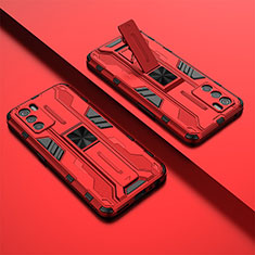 Funda Bumper Silicona y Plastico Mate Carcasa con Magnetico Soporte T01 para Oppo K9 Pro 5G Rojo