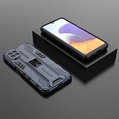 Funda Bumper Silicona y Plastico Mate Carcasa con Magnetico Soporte T01 para Samsung Galaxy A22 4G Azul