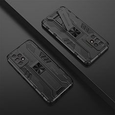 Funda Bumper Silicona y Plastico Mate Carcasa con Magnetico Soporte T01 para Samsung Galaxy A52 4G Negro