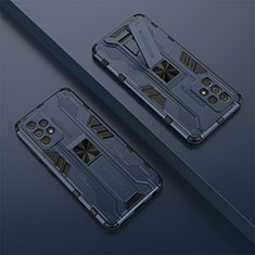 Funda Bumper Silicona y Plastico Mate Carcasa con Magnetico Soporte T01 para Samsung Galaxy A52s 5G Azul