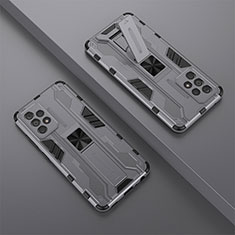 Funda Bumper Silicona y Plastico Mate Carcasa con Magnetico Soporte T01 para Samsung Galaxy A52s 5G Gris